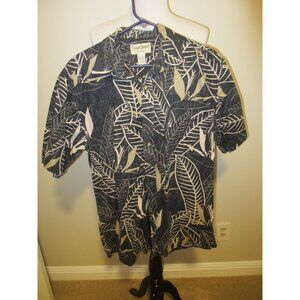 Cooke Street Honolulu Mens Hawaiian Shirt Black Leaf Print Cotton Short Sleeve M